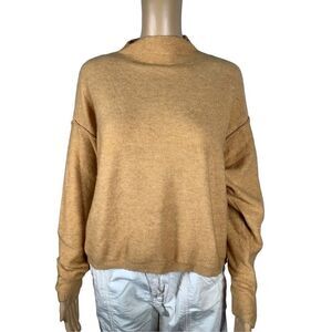 Free People Women's Tan Breakaway Boxy Wool Knit Pullover Sweater Size S…